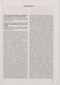 Dokument Jarmo Korhonen: Studien zur Phraseologie des Deutschen und des Finnischen I; Jarmo Korhonen (Hg.): Studien zur Phraseologie des Deutschen und des Finnischen II