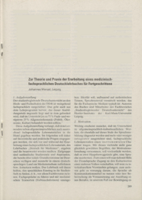 Dokument Zur Theorie und Praxis der Erarbeitung eines medizinisch-fachsprachlichen Deutschlehrbuches für Fortgeschrittene
