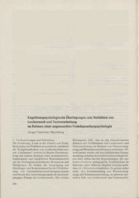 Dokument Kognitionspsychologische Überlegungen zum Verhältnis von Lexikerwerb und Textverarbeitung im Rahmen einer angewandten Fremdsprachenpsychologie