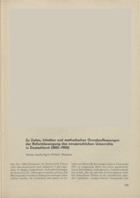 Dokument Zu Zielen, Inhalten und methodischen Grundauffassungen der Reformbewegung des neusprachlichen Unterrichts in Deutschland (1882–1900)