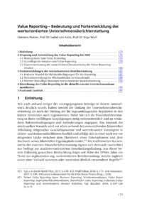 Dokument Value Reporting – Bedeutung und Fortentwicklung der wertorientierten Unternehmensberichterstattung