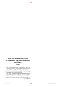 Dokument Recht auf Informationszugang ist signifikant vor der Terminierung auszuüben