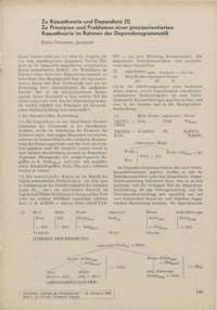 Dokument Zu Kasustheorie und Dependenz (1) Zu Prinzipien und Problemen einer praxisorientierten Kasustheorie im Rahmen der Dependenzgrammatik