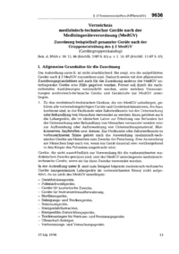 Dokument Verzeichnis medizinisch-technischer Ger&auml;te nach der Medizinger&auml;teverordnung (MedGV) - Zuordnung beispielhaft genannter Ger&auml;te nach der Gruppeneinteilung des &sect; 2 MedGV (Ger&auml;tegruppenkatalog)