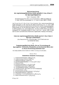 Dokument Liste der explosionsgefährlichen Stoffe nach § 2 Abs. 6 Satz 2 SprengG (Altstoffliste)