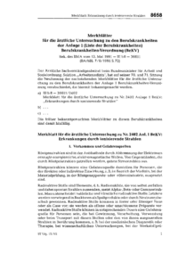 Dokument Merkblatt f&uuml;r die &auml;rztliche Untersuchung zu Nr. 2402 Anl. 1 BeKV: Erkrankungen durch ionisierende Strahlen