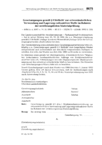 Dokument Genehmigungen gem&auml;&szlig; &sect; 3 StrlSchV zur ortsver&auml;nderlichen Verwendung und Lagerung radioaktiver Stoffe im Rahmen der zerst&ouml;rungsfreien Materialpr&uuml;fung