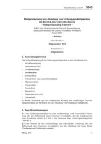 Dokument Bu&szlig;geldkatalog zur Ahndung von Ordnungswidrigkeiten im Bereich des Umweltschutzes &ndash; Bu&szlig;geldkatalog Umwelt &ndash;