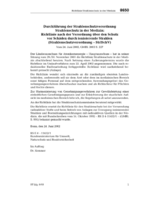 Dokument Durchf&uuml;hrung der Strahlenschutzverordnung Strahlenschutz in der Medizin; Richtlinie nach der Verordnung &uuml;ber den Schutz vor Sch&auml;den durch ionisierende Strahlen