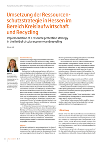 Dokument Umsetzung der Ressourcenschutzstrategie in Hessen im Bereich Kreislaufwirtschaft und Recycling