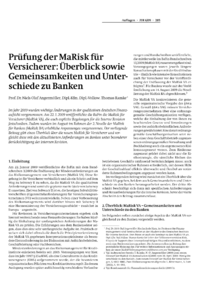 Dokument MaRisk für Versicherer: Überblick sowie Gemeinsamkeiten/Unterschiede zu Banken