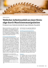 Dokument Tödlicher Arbeitsunfall an einer Kreissäge durch Maschinenmanipulation