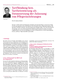 Dokument Tarifbindung bzw. Tariforientierung als Voraussetzung der Zulassung von Pflegeeinrichtungen