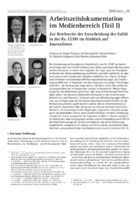 Dokument Arbeitszeitdokumentation im Medienbereich (Teil I)