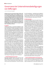 Dokument Governance bei Unternehmensbeteiligungen von Stiftungen