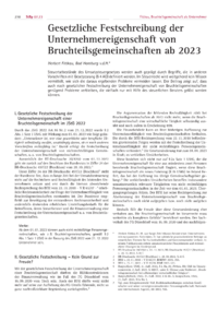 Dokument Gesetzliche Festschreibung der Unternehmereigenschaft von Bruchteilsgemeinschaften ab 2023