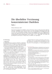 Dokument Die überhöhte Verzinsung konzerninterner Darlehen – Teil 2