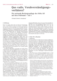 Dokument Quo vadis, Vorabverständigungsverfahren?