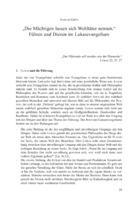 Dokument „Die Mächtigen lassen sich Wohltäter nennen.“ Führen und Dienen im Lukasevangelium
