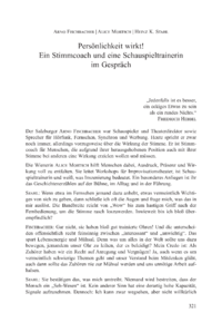 Dokument Persönlichkeit wirkt! Ein Stimmcoach und eine Schauspieltrainerin im Gespräch
