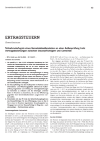Dokument Teilnahmebefugnis eines Gemeindebediensteten an einer Außenprüfung trotz Vertragsbeziehungen zwischen Steuerpflichtigem und Gemeinde