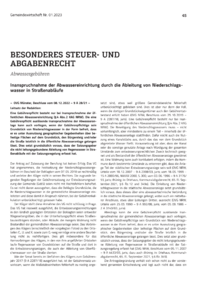 Dokument Inanspruchnahme der Abwassereinrichtung durch die Ableitung von Niederschlagswasser in Straßenabläufe