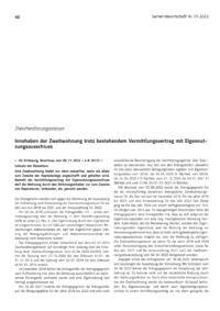 Dokument Innehaben der Zweitwohnung trotz bestehendem Vermittlungsvertrag mit Eigennutzungsausschluss