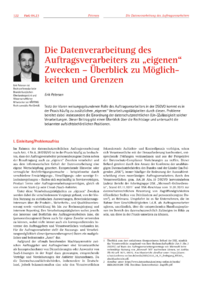Dokument Die Datenverarbeitung des Auftragsverarbeiters zu „eigenen“ Zwecken – Überblick zu Möglichkeiten und Grenzen