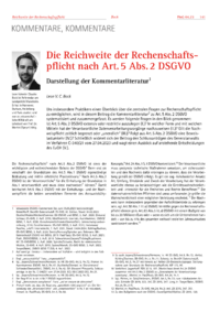 Dokument Die Reichweite der Rechenschaftspflicht nach Art. 5 Abs. 2 DSGVO