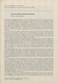 Dokument Zu Jacob Grimms Sprachauffassung