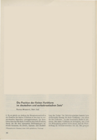 Dokument Die Position der finiten Verbform im deutschen und serbokroatischen Satz