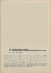 Dokument Zur Charakteristik des Attributs in einer Äußerung unter kommunikativ-pragmatischem Aspekt