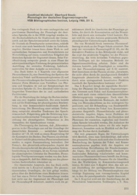 Dokument Gottfried Meinholf/Eberhard Stock: Phonologie der deutschen Gegenwartssprache. VEB Bibliographisches Institut, Leipzig 1980, 251 S.