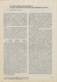 Dokument Zur Darstellung des Konjunktivs in einer deutschen Grammatik f&uuml;r Ausl&auml;nder (2. Teil)