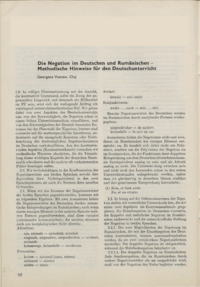 Dokument Die Negation im Deutschen und Rumänischen