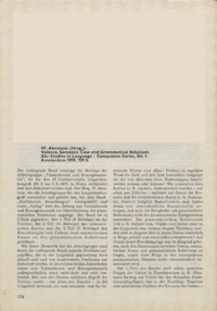 Dokument W. Abraham (Hrsg.): Valence, Semantic Case and Grammatical Relations Als: Studies in Language – Companion Series, Bd. 1. Amsterdam 1978, 729 S.