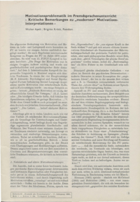 Dokument Motivationsproblematik im Fremdsprachenunterricht