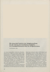 Dokument Die steuernde Funktion der Aufgabenstellung bei der Lösung kommunikativer Aufgaben im Fremdsprachenunterricht für Fortgeschrittene
