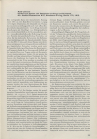 Dokument Rudi Conrad: Studien zur Syntax und Semantik von Frage und Antwort. Als: Studio Grammatica XIX, Akademie-Verlag, Berlin 1978, 144 S. 