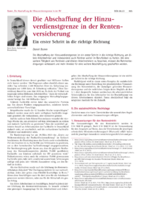 Dokument Die Abschaffung der Hinzuverdienstgrenze in der Rentenversicherung