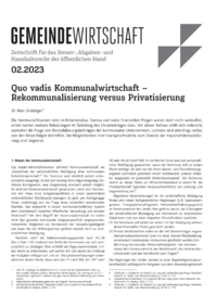 Dokument Quo vadis Kommunalwirtschaft – Rekommunalisierung versus Privatisierung