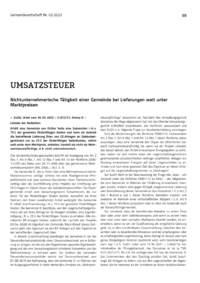 Dokument Nichtunternehmerische Tätigkeit einer Gemeinde bei Lieferungen weit unter Marktpreisen