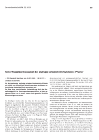Dokument Keine Wasserdurchlässigkeit bei engfugig verlegtem (Verbundstein-)Pflaster