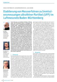 Dokument Etablierung von Messverfahren zu Immissionsmessungen ultrafeiner Partikel (UFP) im Luftmessnetz Baden-Württemberg
