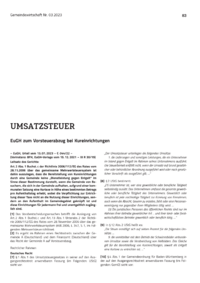 Dokument EuGH zum Vorsteuerabzug bei Kureinrichtungen