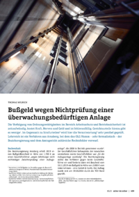 Dokument Bußgeld wegen Nichtprüfung einer überwachungsbedürftigen Anlage