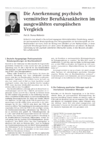 Dokument Die Anerkennung psychisch vermittelter Berufskrankheiten im ausgewählten europäischen Vergleich