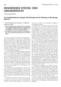 Dokument Zum Ausgleichszeitraum etwaiger Überdeckungen bei der Erhebung von Benutzungsgebühren