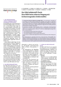Dokument Der GDA Gefahrstoff-Check: Eine Hilfe beim sicheren Umgang mit krebserzeugenden Gefahrstoffen