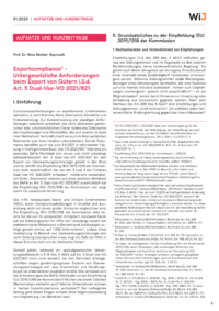 Dokument Exportcompliance – Untergesetzliche Anforderungen beim Export von Gütern i.S.d. Art. 5 Dual-Use-VO 2021/821